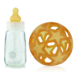 Hevea Babyflasche Glas mit Star Ball aus Kautschuk