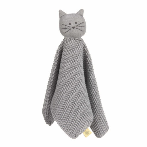 LÄSSIG Schnuffeltuch Katze gestrickt grau