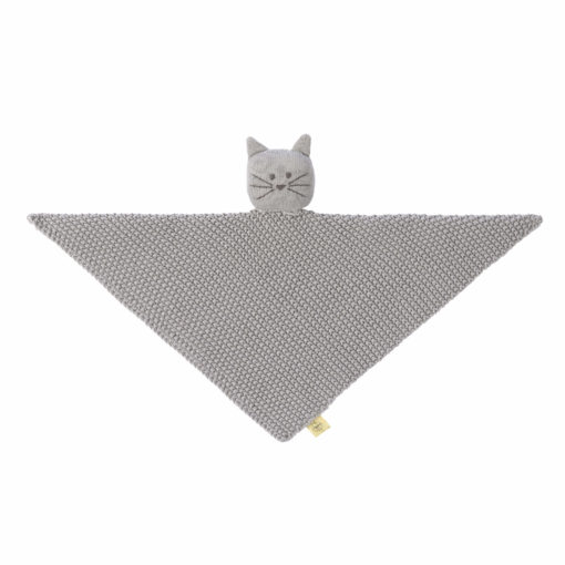 LÄSSIG Schnuffeltuch Katze gestrickt grau_Detail