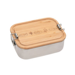 LÄSSIG Garden Explorer Lunchbox Edelstahl mit Holzdeckel