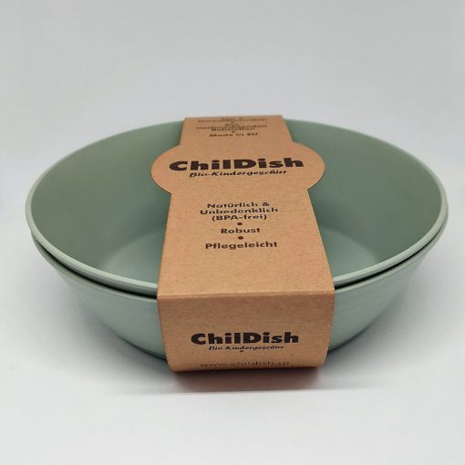 ChilDish Bio Kindergeschirr Schüssel groß aus nachwachsenden Rohstoffen - ohne Chemie - salbei
