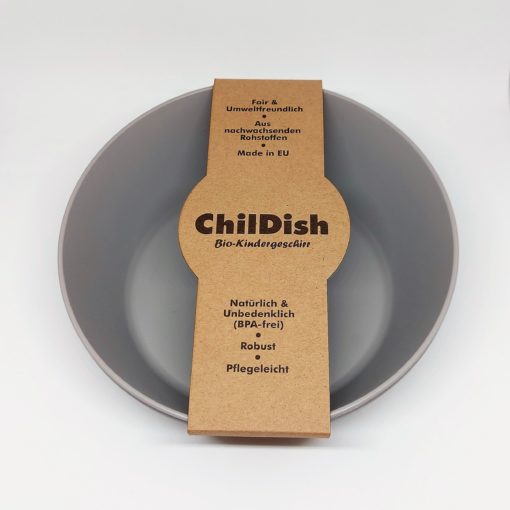 ChilDish Bio Kindergeschirr Schüssel groß aus nachwachsenden Rohstoffen - ohne Chemie - Warm Grey Grau