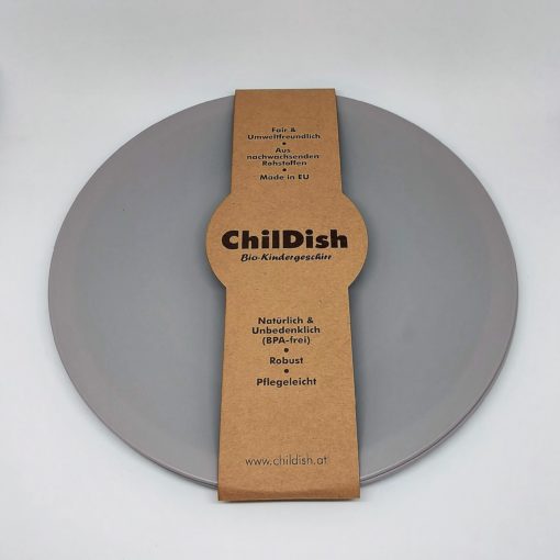 ChilDish Bio Kindergeschirr Teller aus nachwachsenden Rohstoffen - ohne Chemie - Warm Grey Grau